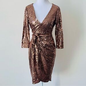 Aqua Copper Sequin Wrap Mini Dress ✨ New Year’s Eve